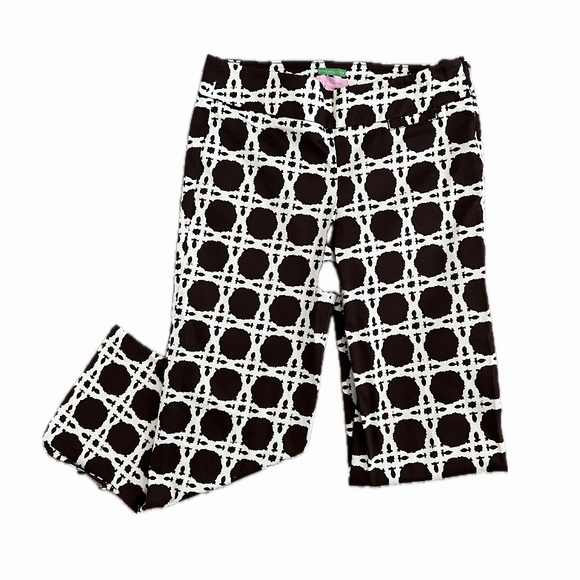 Lilly Pulitzer Pants - Lilly Pulitzer Black & White Cropped Pants with Graphic Circle Grid